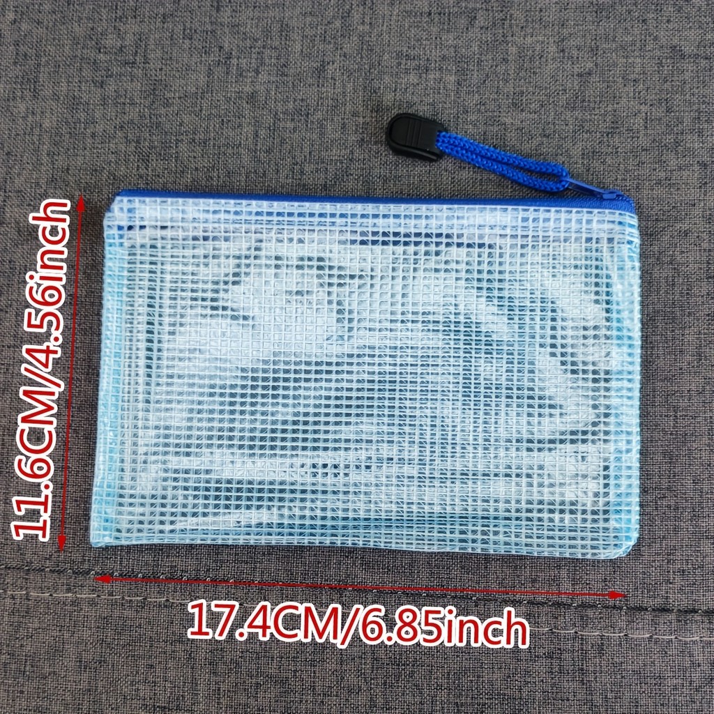 

10 Pcs Mixed Color (A6 Size 6.85 X 4.56 Inch) Document Bag Mesh Zipper Pouch Document Bag Stationery File Folders Waterproof Bag