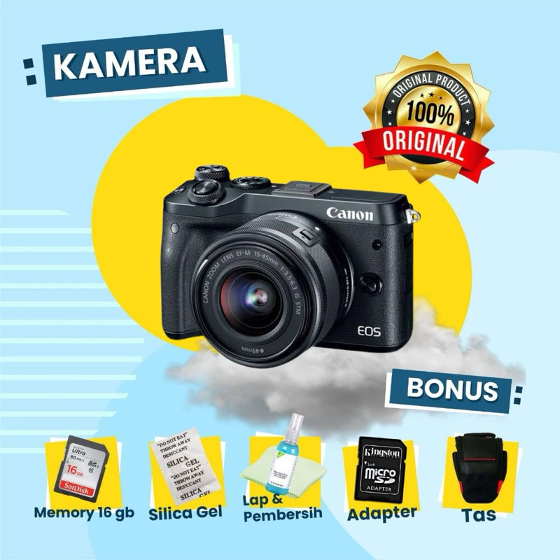 CANON M6 Kit Second Bekas Kamera Mirrorless Normal Siap Pakai Original Ber CO