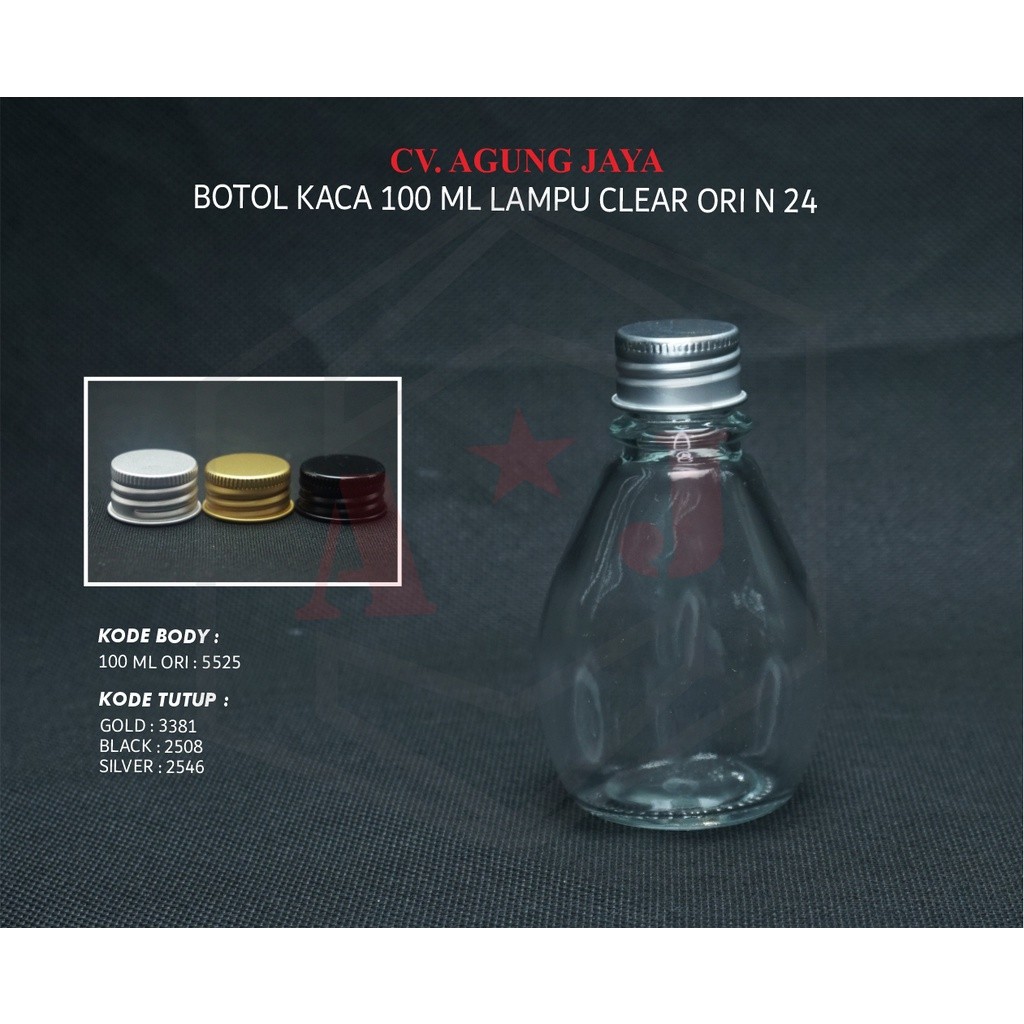 Botol Kaca 100 ml Lampu Bening Tutup Alumunium
