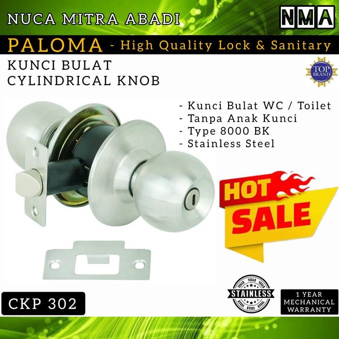 HANDLE KUNCI BULAT CYLINDRICAL PINTU KAMAR MANDI PALOMA CKP 302