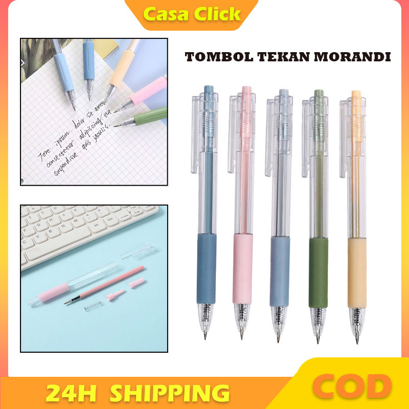 

Pena Gel Hitam Polos / Pena Hitam Gel 0.5 Mm Transparan / Alat Tulis/Retractable Gel Pen Pastel