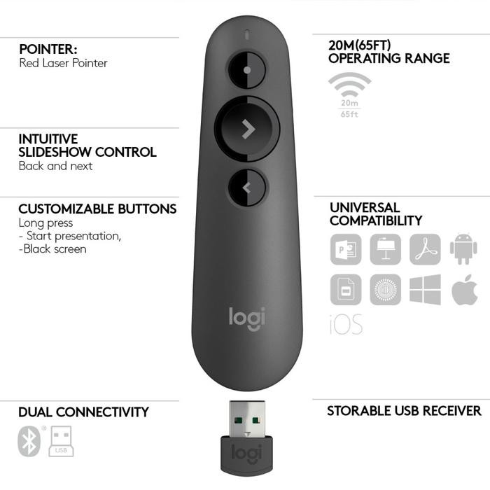 Logitech R500s Laser Presentation Remote Logitech R500 S R 500 pointer - Black, R500s