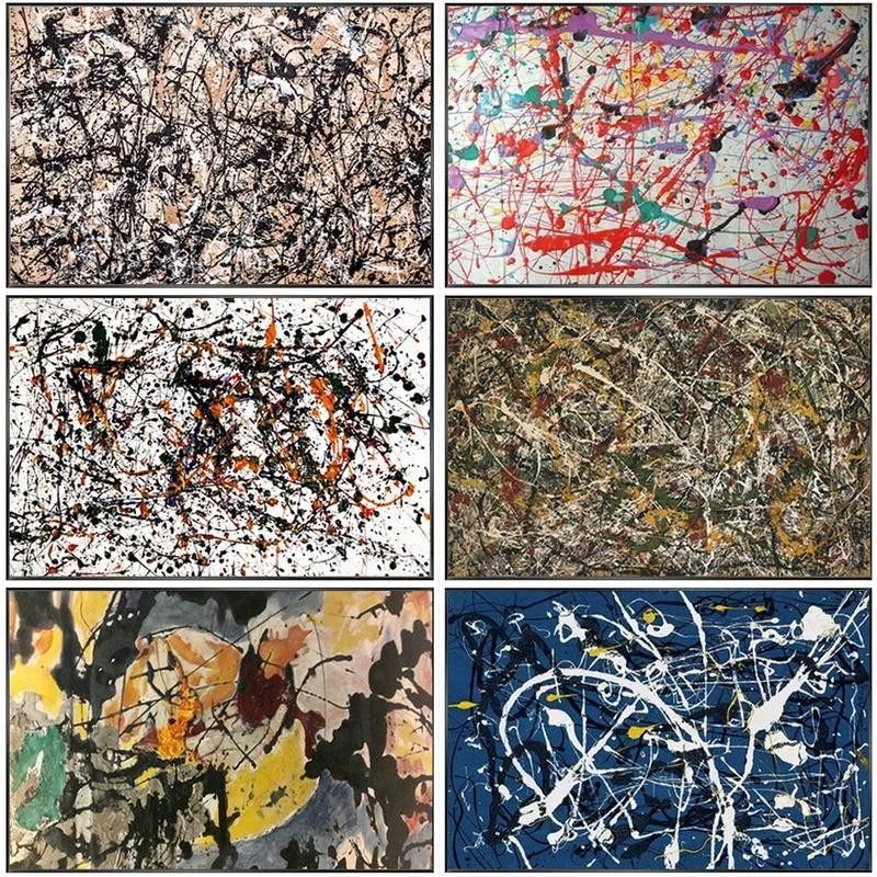 

Jackson Pollock Abstract Free Line Mural Painting Prints Poster HD Pictures Printed on Canvas Ideal for Home Room Decor Wall Art