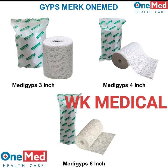 Medigyps Onemed 3, 4, 6 Inci | Plester Gulung Perban Gips Pembalut Luka & Patah Tulang ortopedi