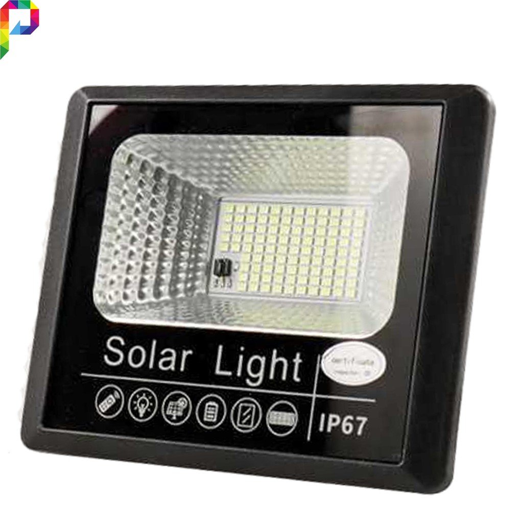 Lampu Sorot PJU Dinding Taman Teras LED Floodlight Outdoor Solar Panel Otomatis Cool White 100 LED
