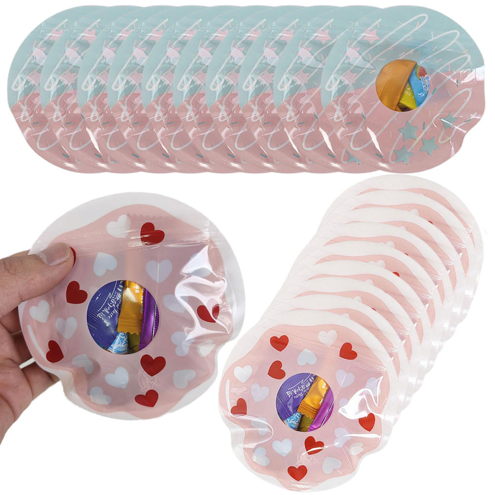 

10/20/30Pcs Resealable Donut Shape Plastic Bags Birthday Party Ziplock Storage Goodie Bags Wedding Donut Party Decors Supplies