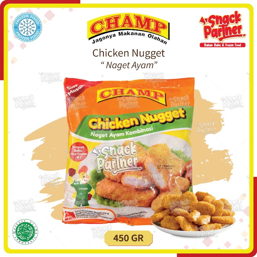 

CHAMP 450 GR - Crispy Chicken Nugget Nuget Naget Ayam Bubble Crumb Crumble FROZEN FOOD