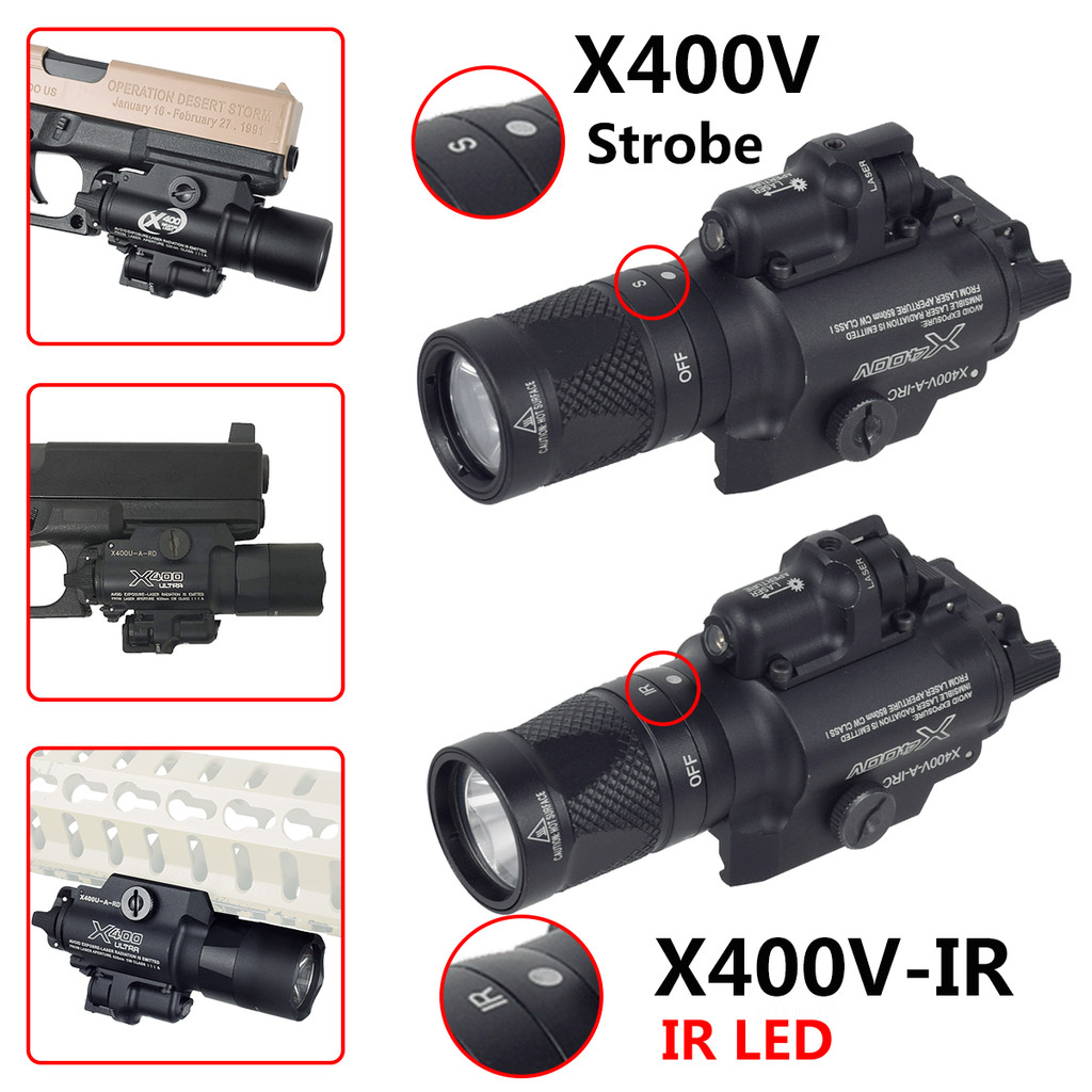Tactical SureFire X400 Ultra Weapon Flashlight Red Laser Sight Upgrade X400V IR Infrared LED Scout L
