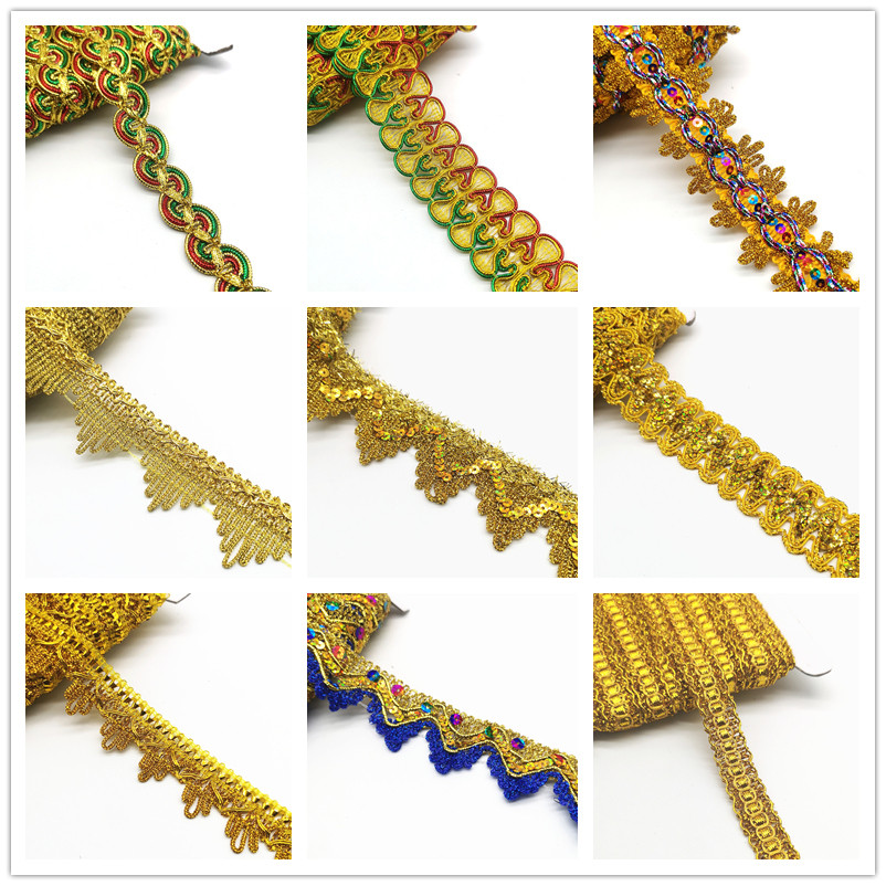 

2 yards Gold Color Silver Lace Ribbon Trims For Stage Performance Party Cosplay Wedding Clothes DIY Accessories