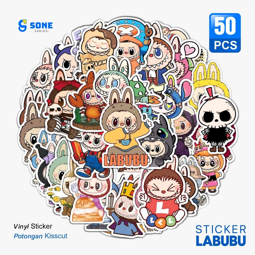 

Sticker Labubu Aesthetic Paper Vinyl Anti Air Aksesoris Laptop Buku Tumbler