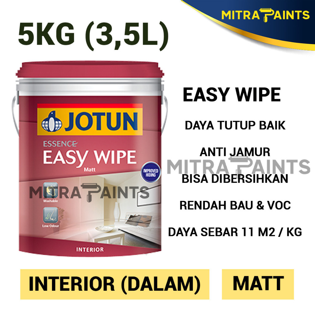CAT TEMBOK JOTUN INTERIOR EASY WIPE 3,5 LITER / 5 KG / WARNA SAGE GREEN / OLIVE / HIJAU MUDA / DARK 