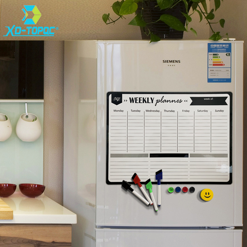 

A3 Magnetic Weekly & Monthly Planner Whiteboard Fridge Magnet Flexible Daily Message Drawing Refrigerator Bulletin White Board