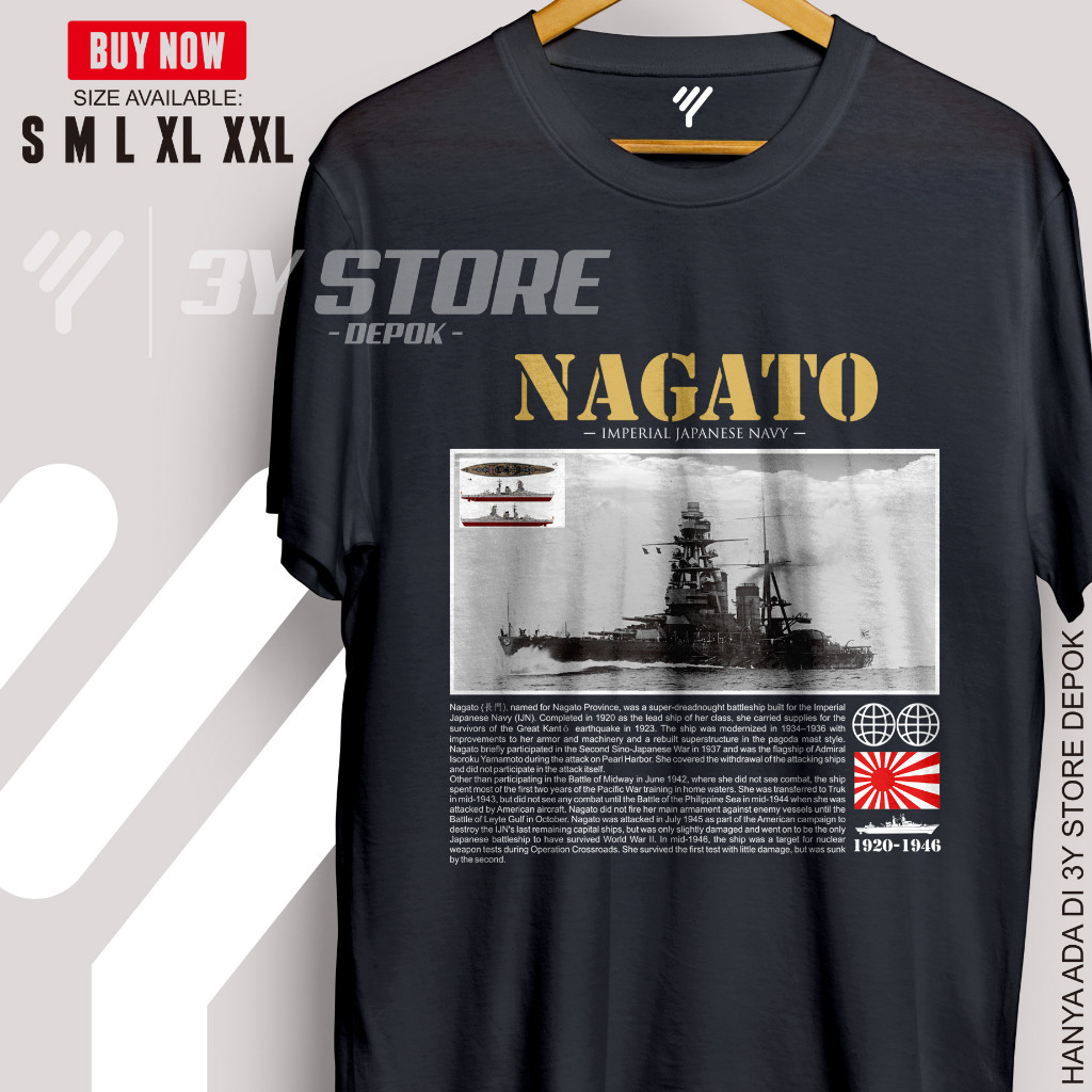 KAOS KEREN KOLEKSI HISTORY BATTELSHIP NAGATO JEPANG KAPAL PERANG DUNIA II - KATUN 30S PRIA WANITA / 