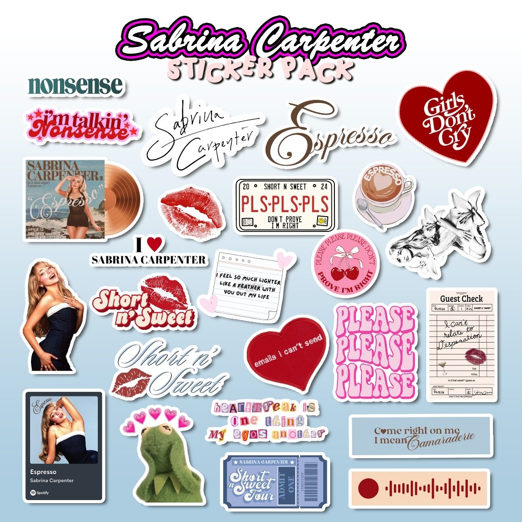 

Sticker Sabrina Carpenter Stiker Aesthetic Pack | Anti Air Anti Luntur | Aesthetic Sticker Hp Laptop