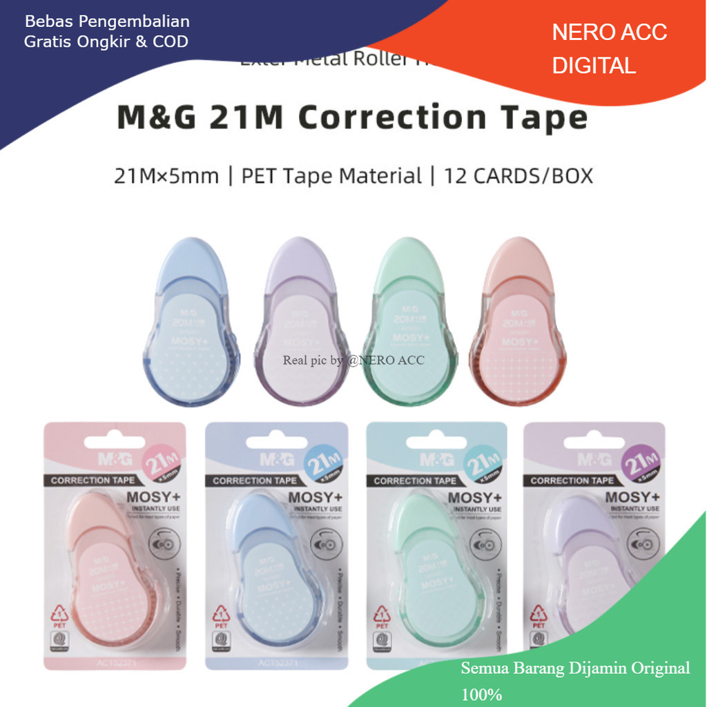 

M&G CORRECTION TAPE Jumbo ( MOSY+ ) 21M X 5MM Tip X kering Original Anti Putus ACT52371