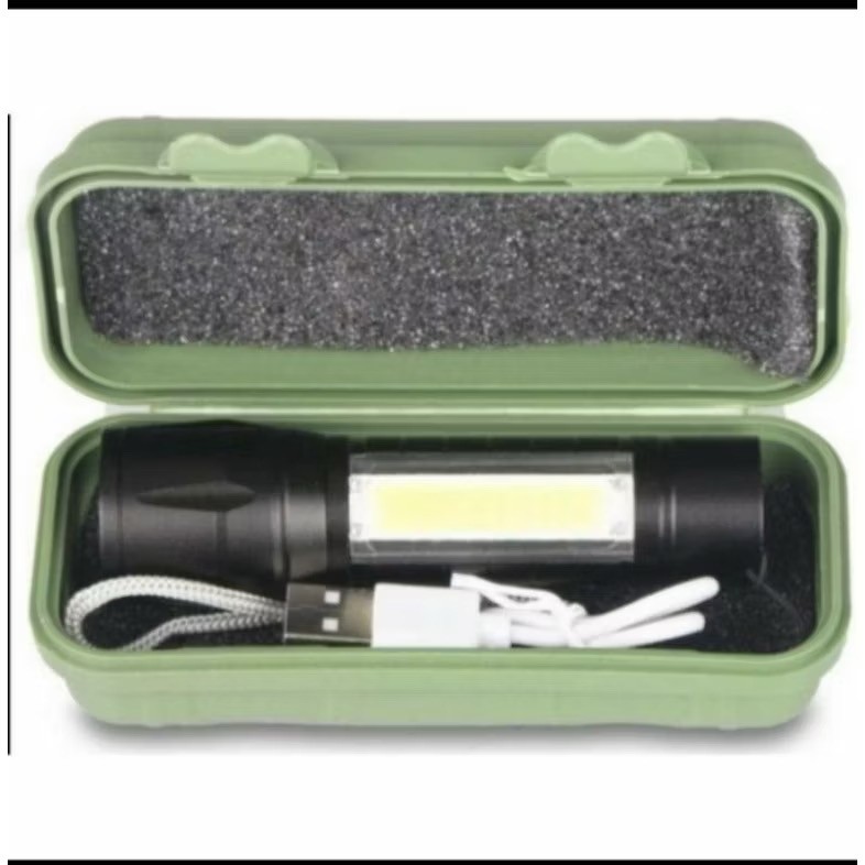 Senter Swat mini LED COB Zoom Jarak Jauh / Senter Cas Super Terang