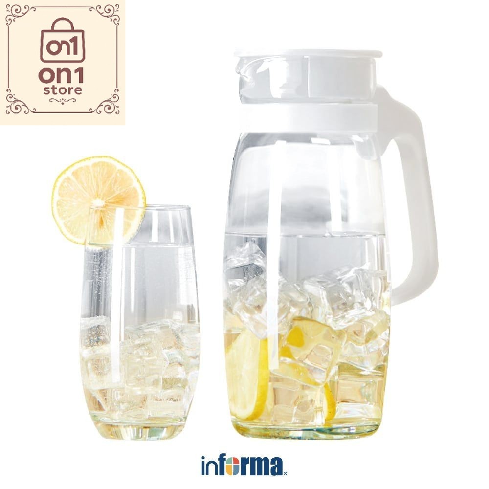 Set Teko Murah / Informa Libbey Sereno Set 5 Pcs Teko Minum & Gelas - Putih Water Jug With Glass Pit