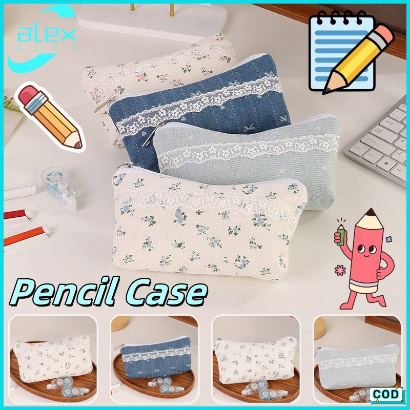 

Pencil Case Stylish Flower Pattern Kotak Pensil Sekolah Perempuan Trendy/Kotak Pensil Bunga Vintage/Kotak Alat Tulis Bunga Renda