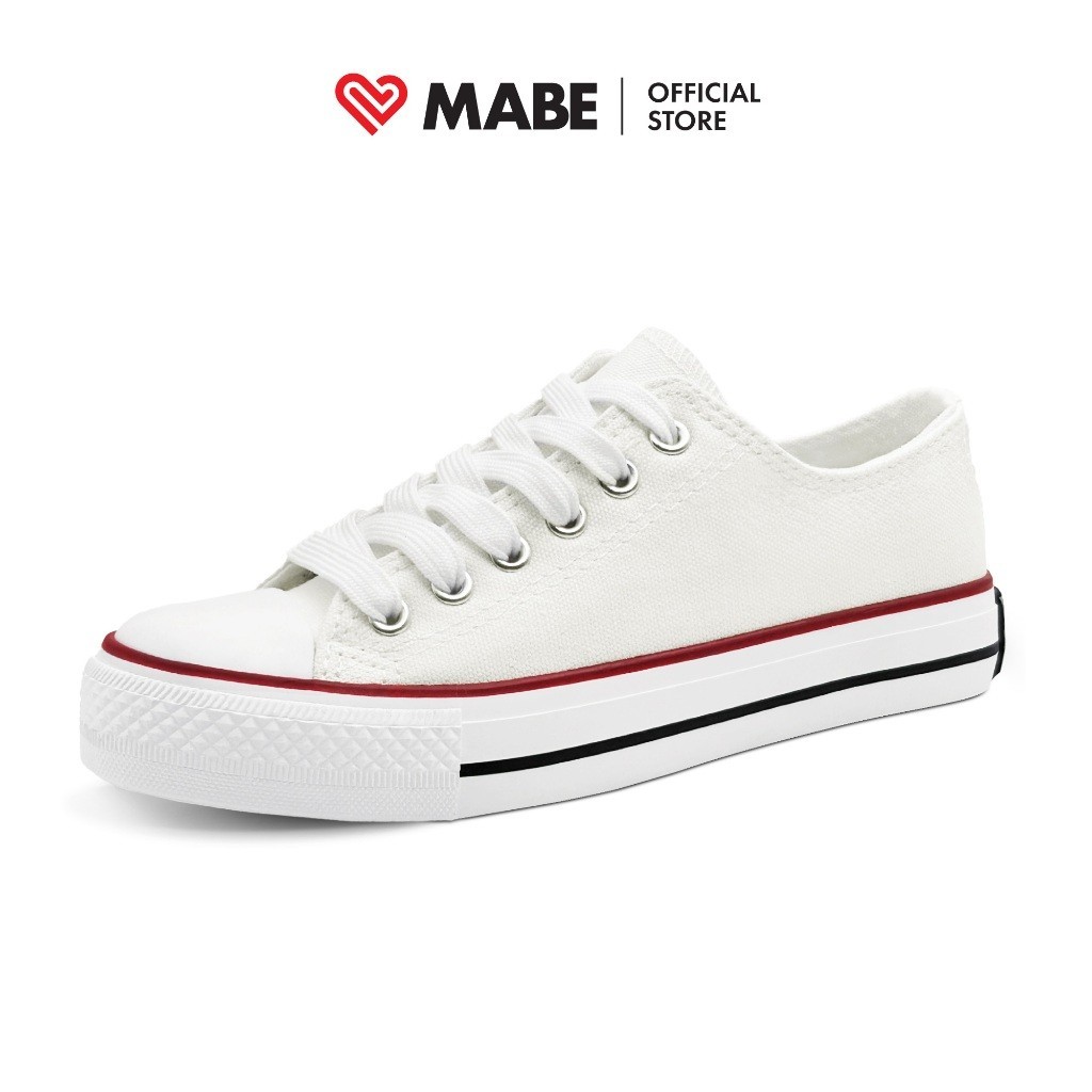 WELSERRSHOP  MABE Minho Sepatu Sneakers Wanita Putih Hitam Kanvas Kasual Sport Korea Shoes White Bla