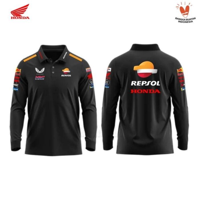Longsleeve Polo shirt Tshirt Kaos Kerah Lengan Panjang Team Balap Repsol Honda MotoGP Kaos Mobil Kao