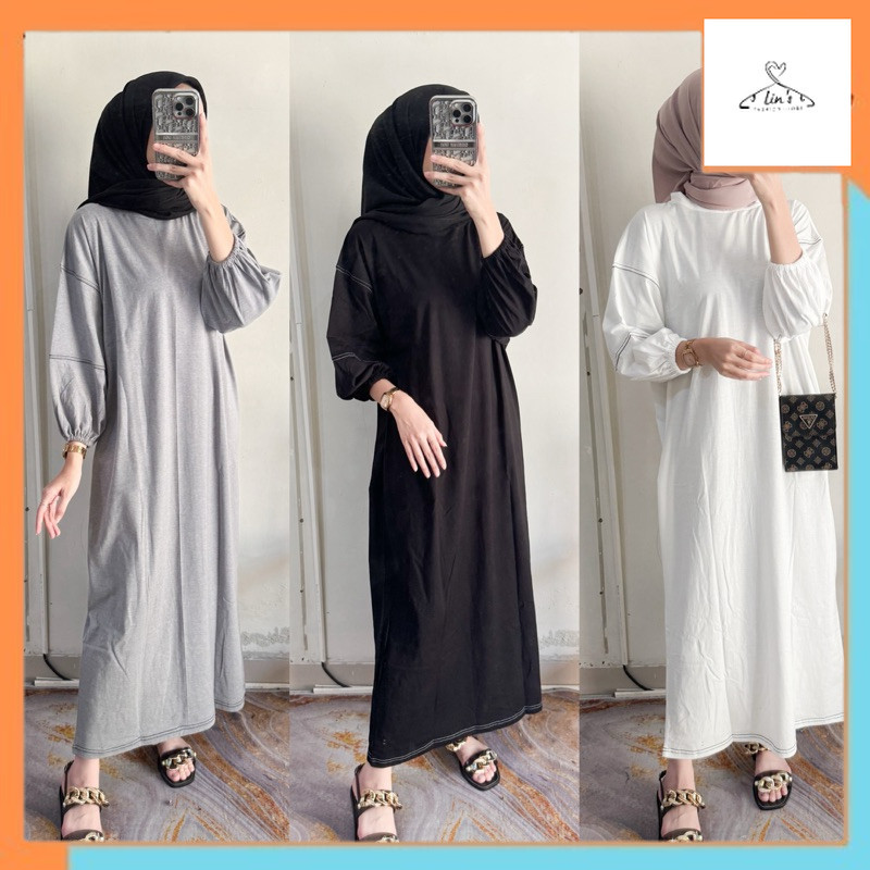 Gamis Drees Muslim Siena Overdeck Midi Dres Busui Wanita Kekinian bahan kaos Combed 24sMurah