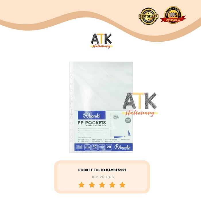 

【YANA-M】PROMO!!! Glass Clear PP Pocket Bambi Ukuran F4 ( 1 Pack)atk - F4