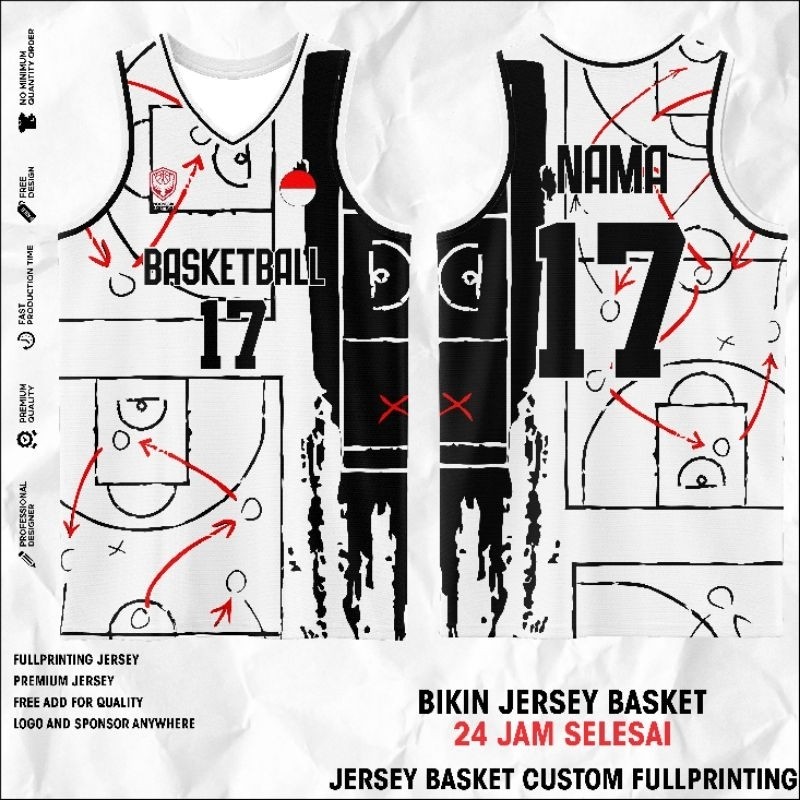 Jersey Basket Custom - Cetak Nama & Nomor Sendiri - Bahan  Dryfit - 1 HARI JADICO