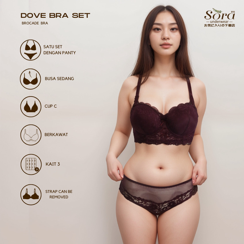 Push Up Bra BH Beha Pakaian Dalam Underwear Wanita Set Kawat Sexy Brukat 9817