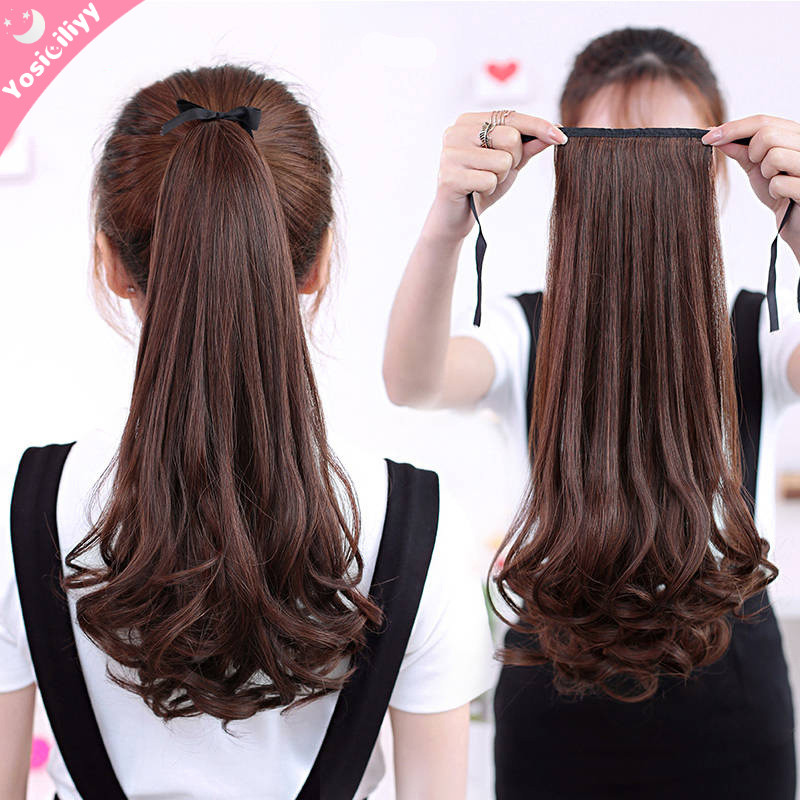 COD Rambut Palsu Ekor Kuda Untuk Anak-anak Ekstensi Rambut Palsu Pendek Keriting Bahan Sintetis Deng