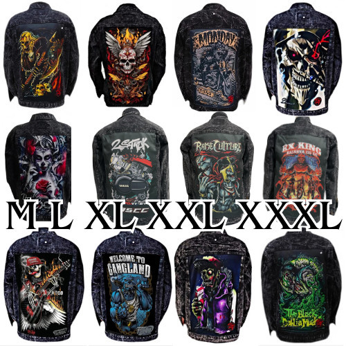 GRS.co Jaket Jeans Gambar Belakang Pria M L XL XXL XXXL Jumbo Denim Cowok