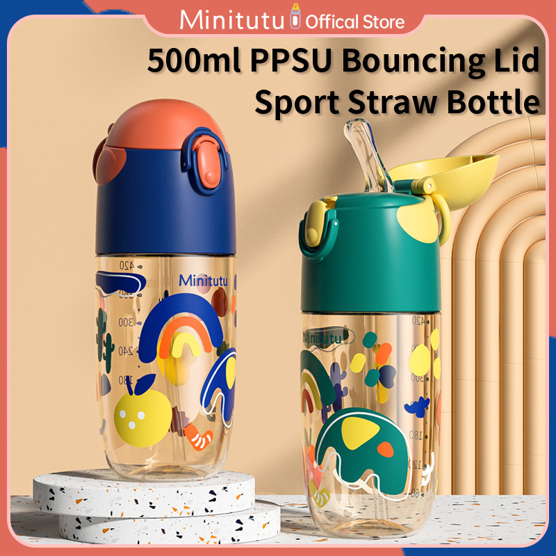 Minitutu botol minum anal  Botol Susu PPSU  botol susu anak 2 tahun Sport Series 500ML PPSU Bahan Ma