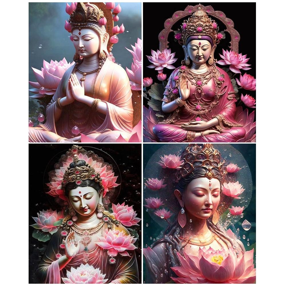 

60×75cm Painting By Numbers Buddha Lotus Paint By Number For Adults Figure On Canvas Home Decoration Wall Art Picture DIY Gift