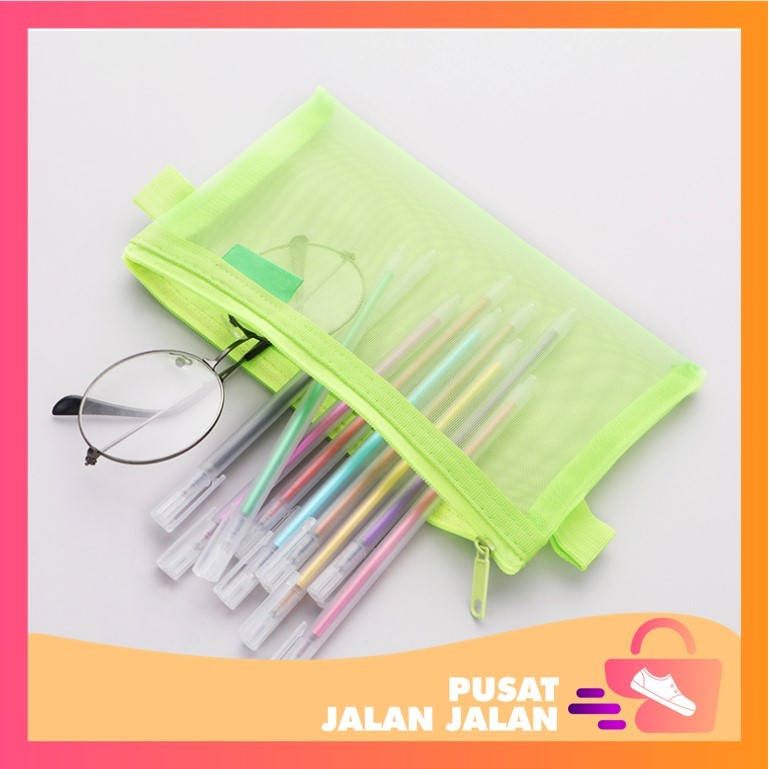 

PJJ - S6227 Kotak Pensil Jaring Transparan / Pouch Resleting Kapasitas Besar / Tempat Pensil Sekolah Anak / Kotak Pensil Jaring
