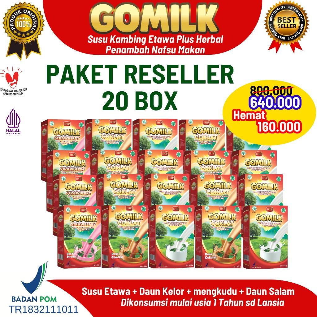 

[ PAKET RESELLER 20 BOX ] Gomilk 200gr Susu Etawa Plus Herbal
