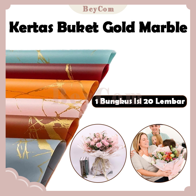 

20 Lembar Kertas Buket Gold Marble /Flower Wrapping Kertas