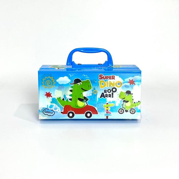 

[Promo] BOS Kotak Pensil Karton 3D+Kunci Pin Tempat Pensil / Pencil Case Locker Stationery - Dino