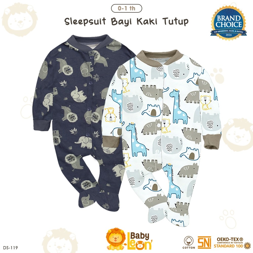 Jumsuit Bayi Kaki Tutup Jumper Bayi Newborn BABY LEON DS-119 Jumpsuit Panjang Kaki Tutup/Terbaru
