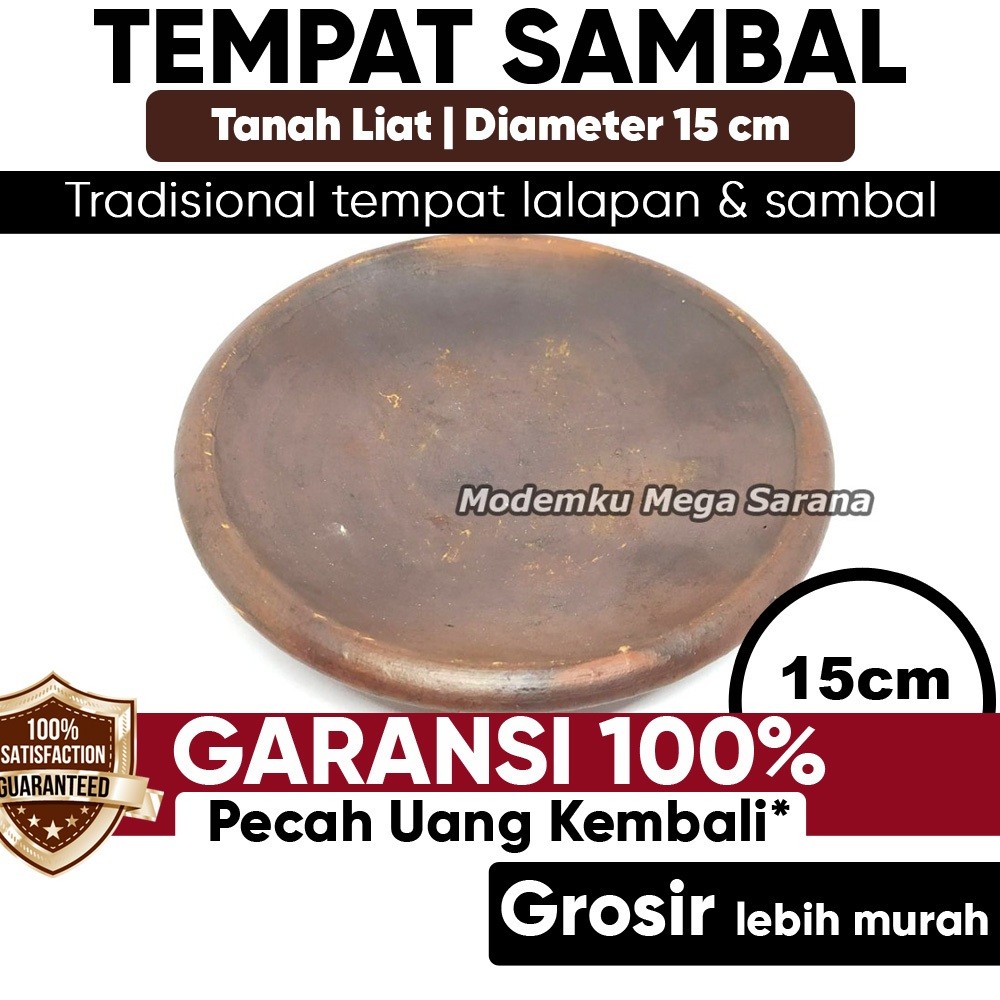 Gerabahku | Tempat Sambal Gerabah Cawan Diameter 15 cm - Piring Cobek Cowek Tanah Liat Wadah Lalapan