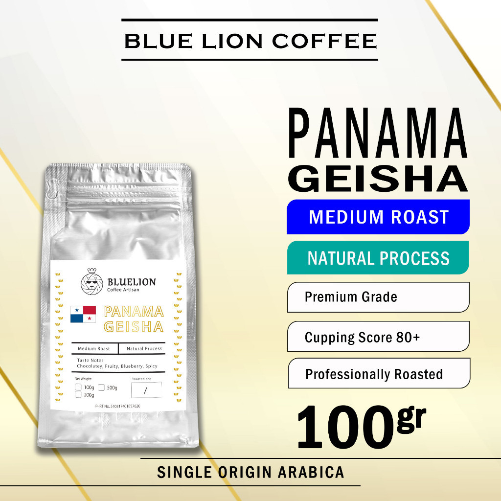 

Blue Lion Coffee Panama Geisha 100 gram Medium Roast Biji Kopi Bubuk Single Origin Arabica