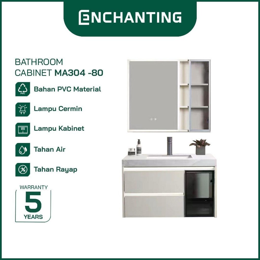 ENCHANTING Wastafel Cabinet Kamar Mandi Cuci Tangan Kabinet Washtafel set komplit PVC Waterproof Mod