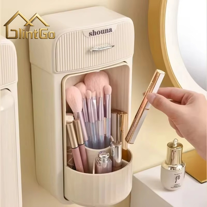 Tempat Make Up Oval Rak Gantung Tanpa Bor Rak Kosmetik Estetik Anti Air Untuk Kamar Mandi