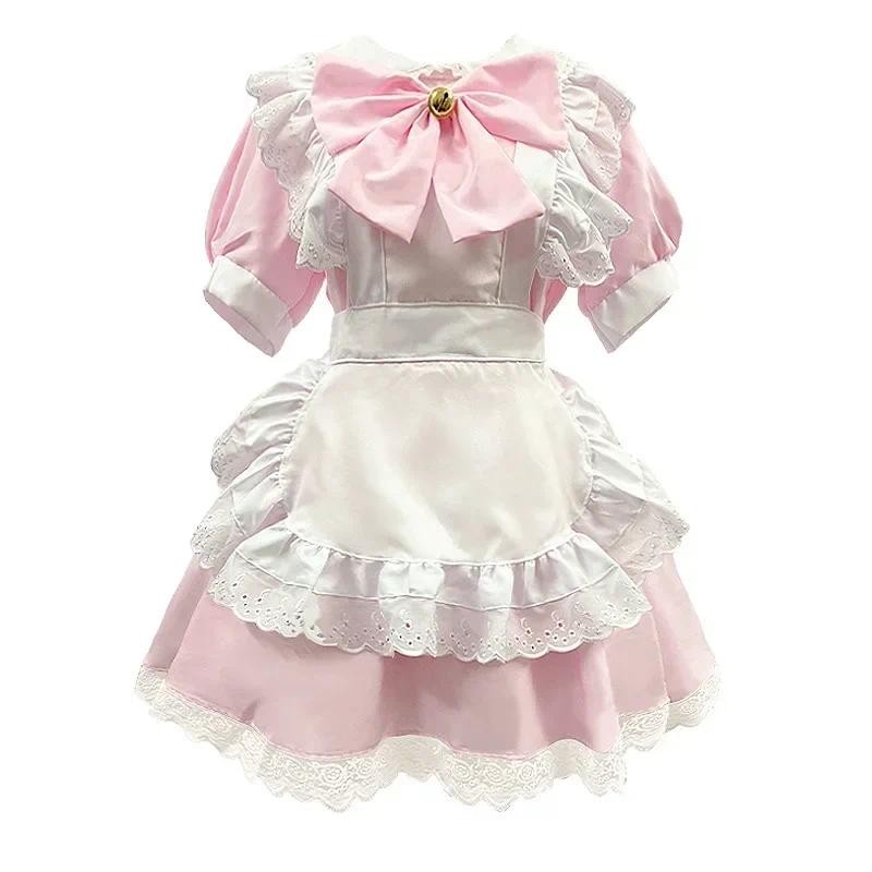 New Sweet Beautiful Woman Maid Outfit Pink Lolita Cosplay Loli Maid Outfit Anime Cosplay