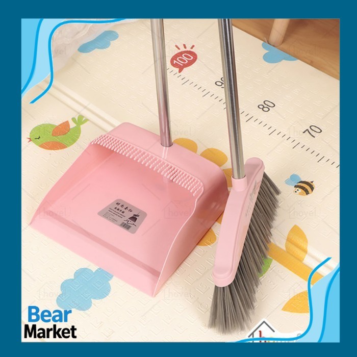 BEAR  Set Sapu Pengki Alat Pembersih Lantai 2 in 1 Kombinasi - Pink