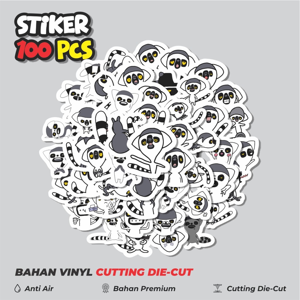 

Terbaru! 50 pcs Sticker Hewan Lemur Dekorasi Lucu Kreatif untuk Notebook, Skateboard, HP