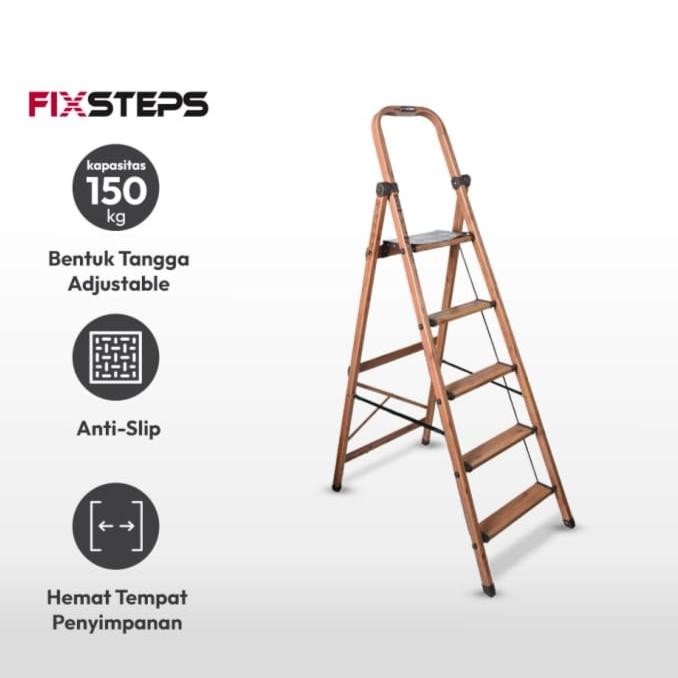 Tangga Lipat Aluminium FIXSTEPS 5 Pijakan 157 Cm W/ Pegangan