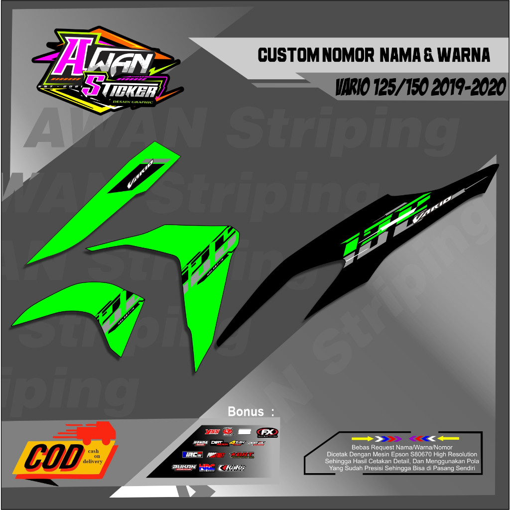 Sticker Striping Vario 125 /150 2019-2020 Skotlet Motor Vario 125/150 Motif Vietnam Malaysia