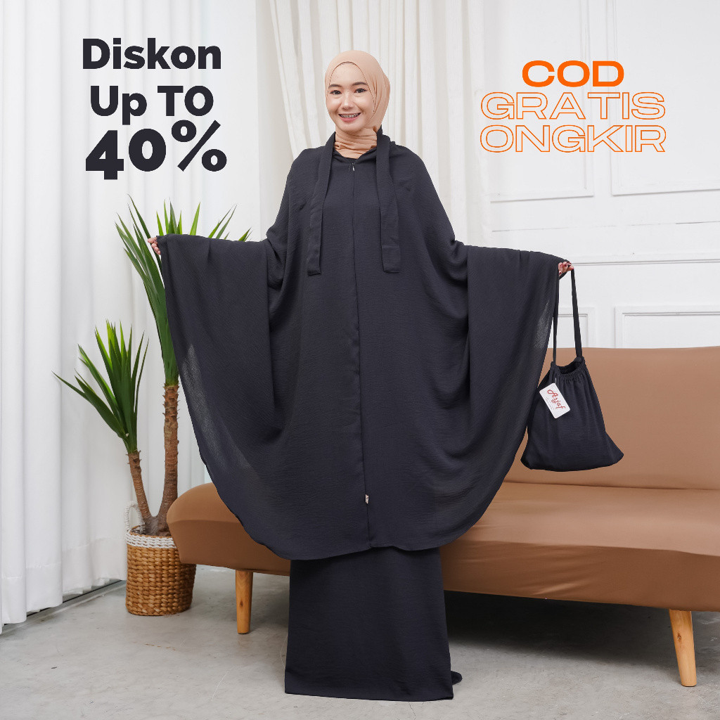 A4 Mukena Travel Polos Premium Quality Model (3 In 1) Bahan Air Flow Crinkle Memiliki Tali Bandana D