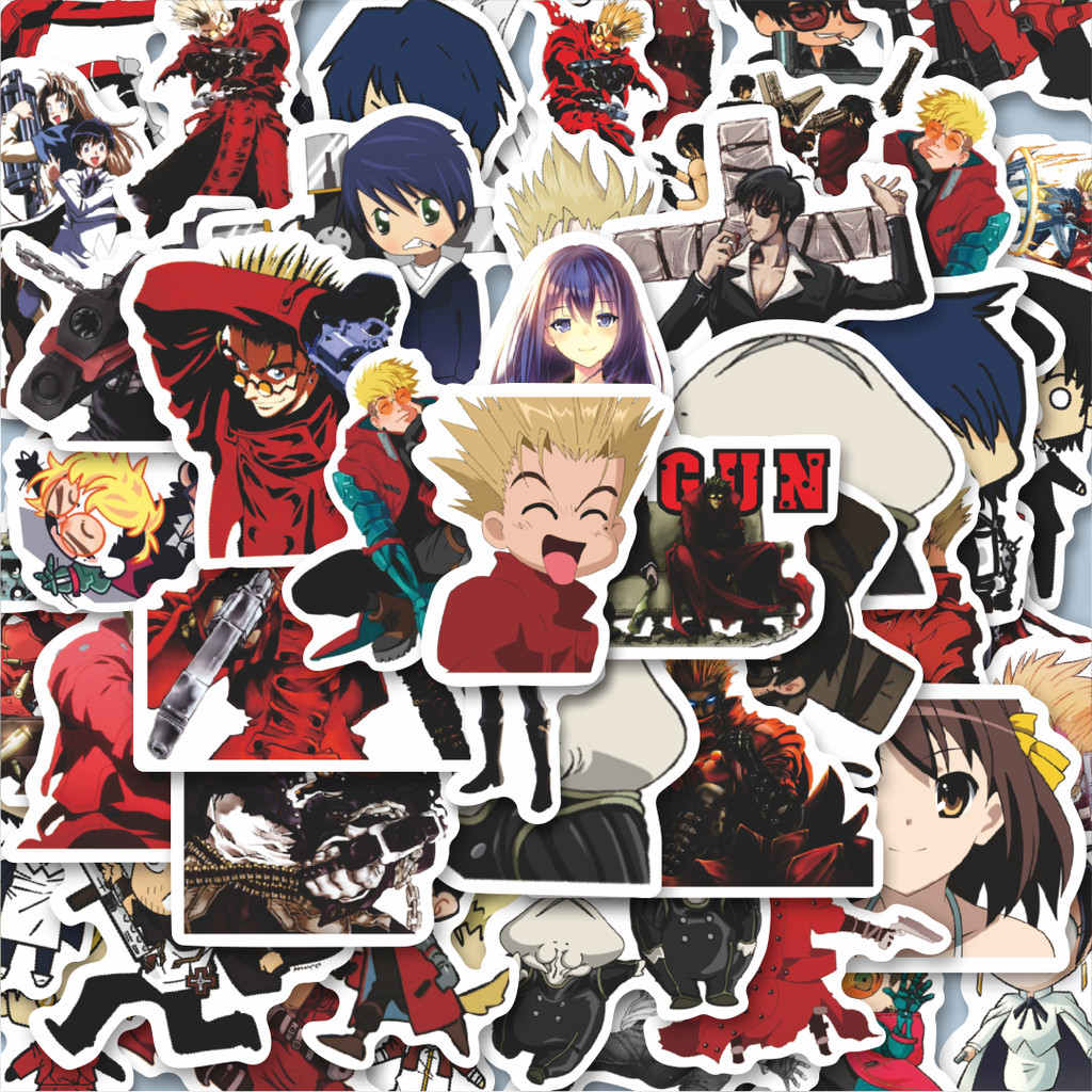 

100PCS Lucu Sticker Anime Trigun Stiker Aesthetic Stiker Anti Air Stikers Berperekat Waterproof sticker decal buat Motor Helm Buku Journal Koper Casing HP Laptop Botol Minum Hadiah anak