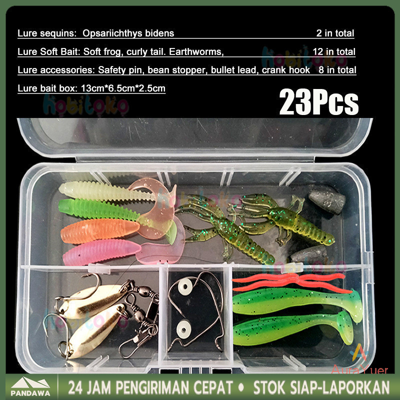 23Pcs Soft Lure 1set Soft Bait Fishing Lure Umpan Pancing Gabus Umpan Lembut Soft Lure Casting Umpan
