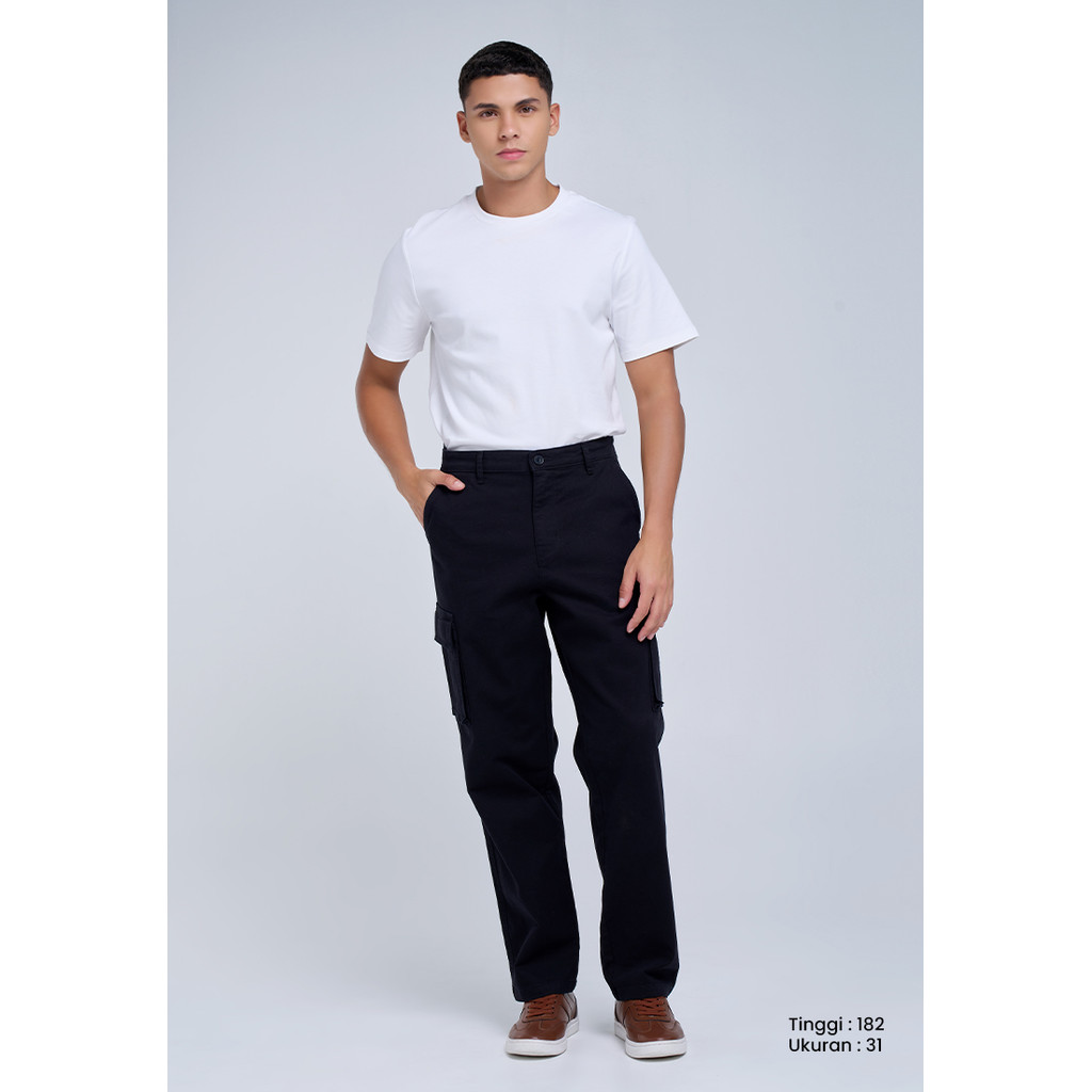 MANZONE - Celana Panjang Cargo Pria Richard - Black